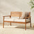 Loveseat de exterior con respaldo de listones de acacia de estilo moderno de mediados de siglo de Zander