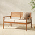 Loveseat de exterior con respaldo de listones de acacia de estilo moderno de mediados de siglo de Zander