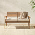 Loveseat de exterior con respaldo de listones de acacia de estilo moderno de mediados de siglo de Zander