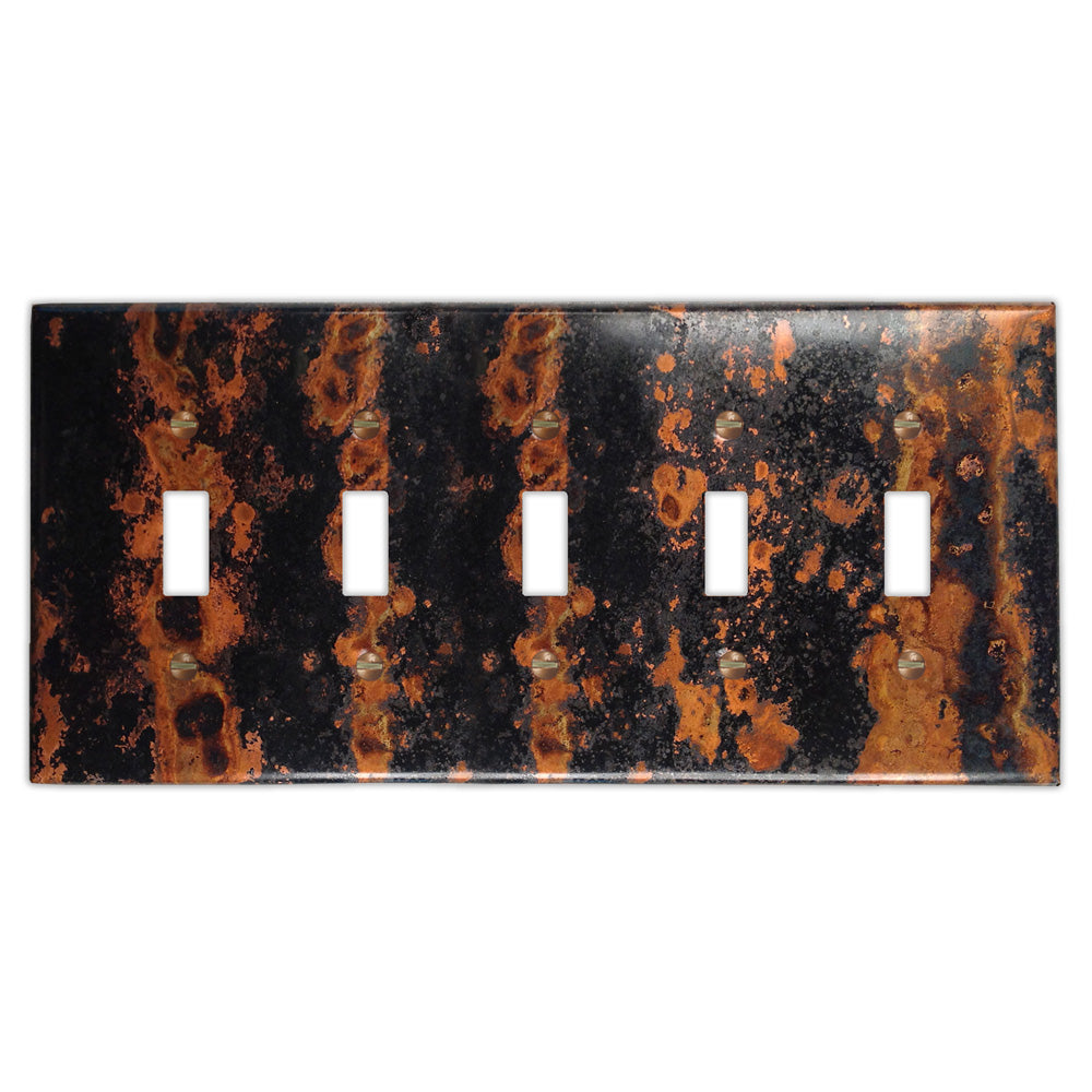 Zebra Copper - 5 Toggle Wallplate