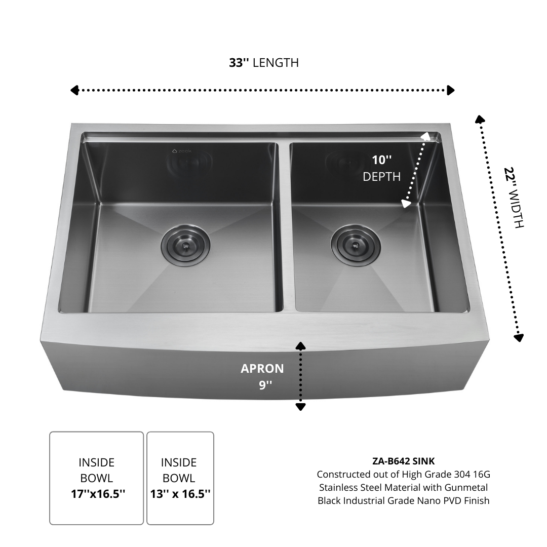 Fregadero de cocina Zeek Farmhouse Workstation de 33