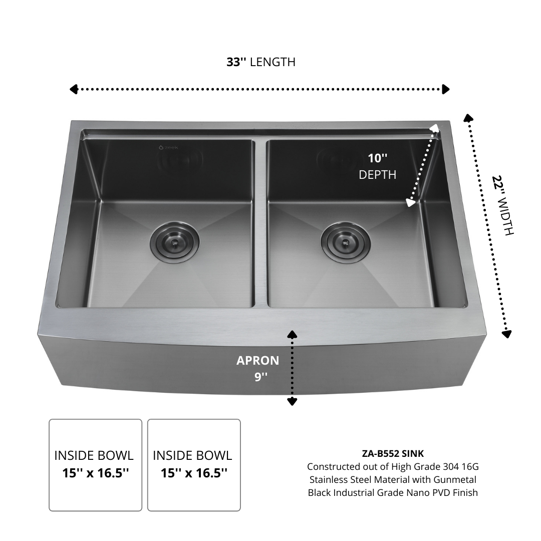 Fregadero de cocina Zeek Farmhouse Workstation de 33
