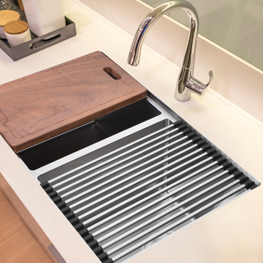 Fregadero de cocina de acero inoxidable de 32 x 19 pulgadas con doble cubeta empotrable/bajo encimera Zeek, con 50/50 cuencos y accesorios ZH-LD50