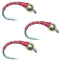 3 Pack Bead Head Red Zebra Midge Still Water Nymph Fly Fishing Fly Hook Size 14