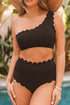 One-Shoulder Scalloped High-Waisted Bikini