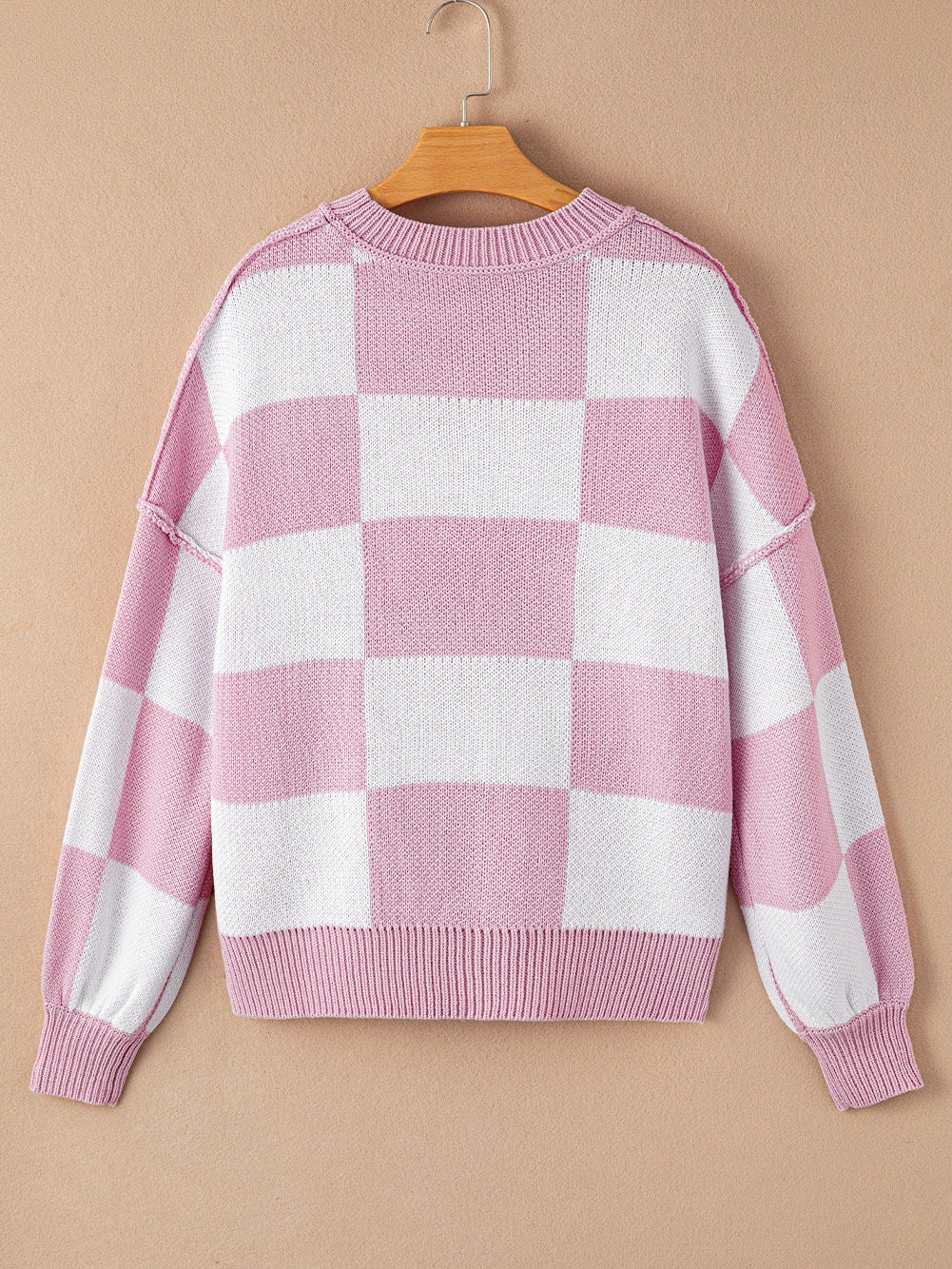 Women's Plus Size Checkered Knit Sweater