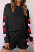 Ultra Soft Waffle Knit Lounge Set with Heart Details