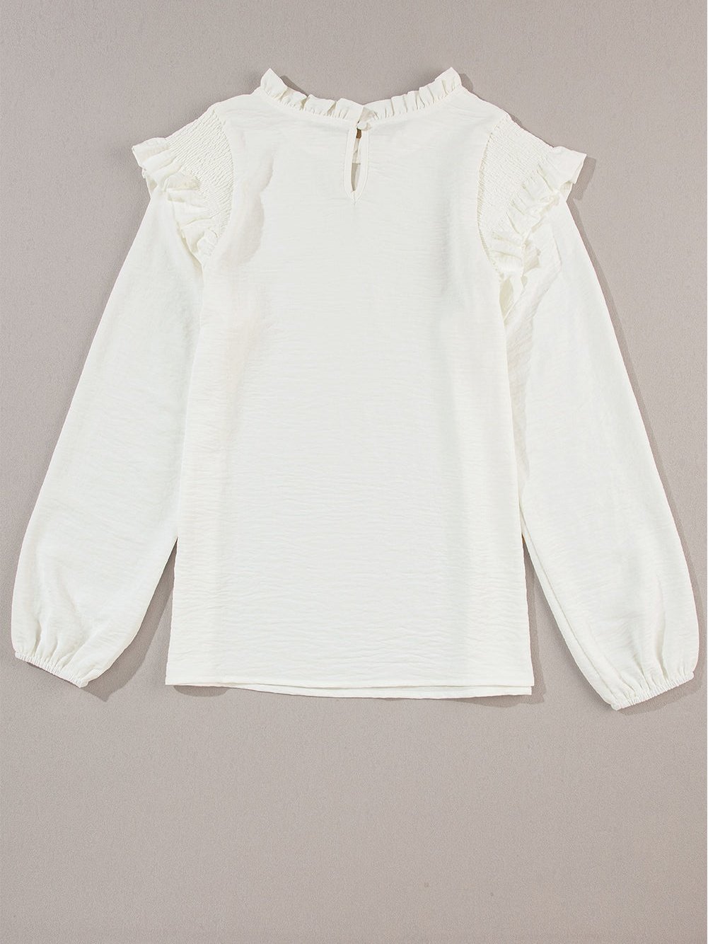 Flowy White Blouse with Ruffle Trim