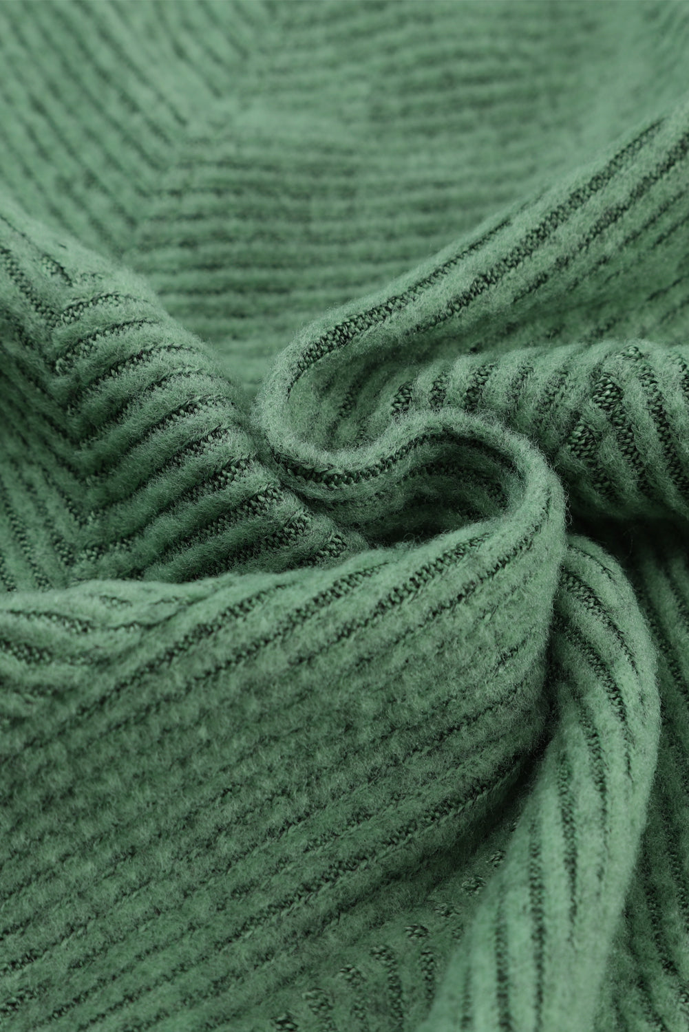 Fitted Ribbed Knit Sweater in Green
