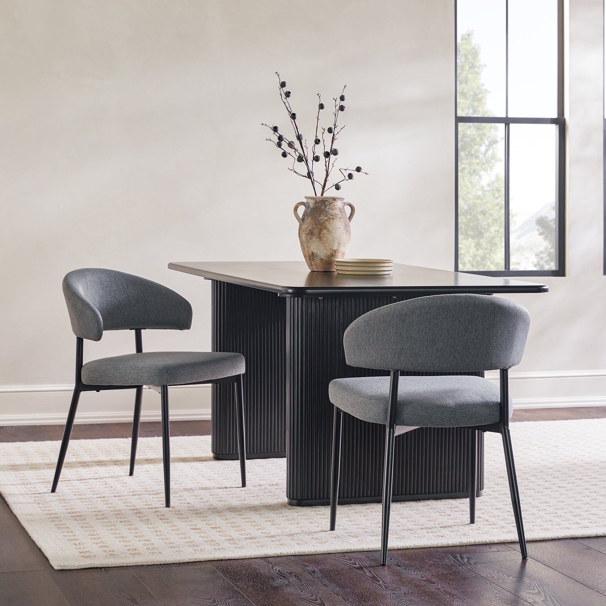 Silla de comedor curvada tapizada moderna Alexis, juego de 2