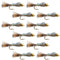 Tungsten Bead Flashback Gold Ribbed Hare's Ear Trout Fly 1 Dozen Nymph Wet Flies Size 12