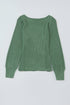 Fitted Ribbed Knit Sweater in Green