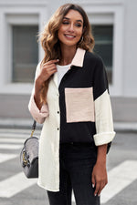 Long Sleeve Contrast Panel Blouse