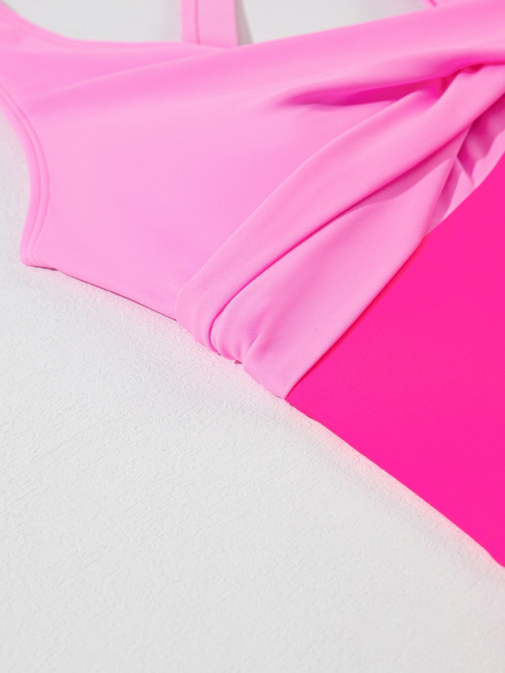 Pink Two-Tone Flared One-Piece Swimsuit