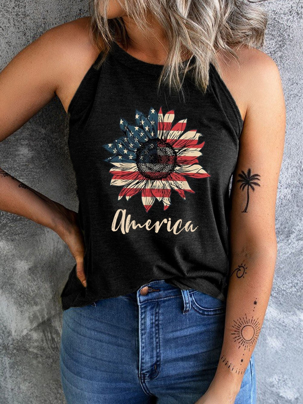Stars and Stripes Sunflower Tank