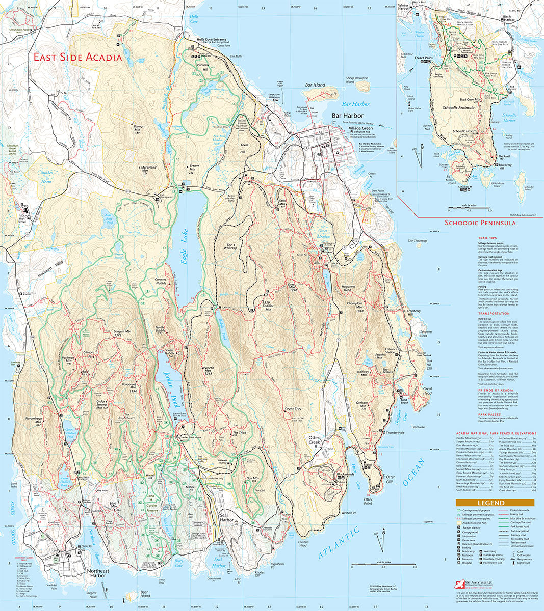 Acadia National Park Hiking Trail Map