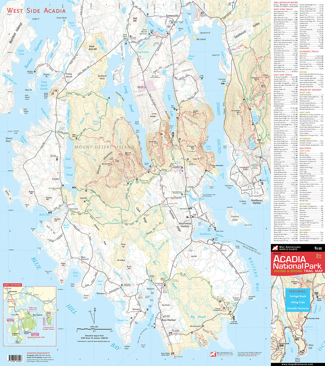 Acadia National Park Hiking Trail Map