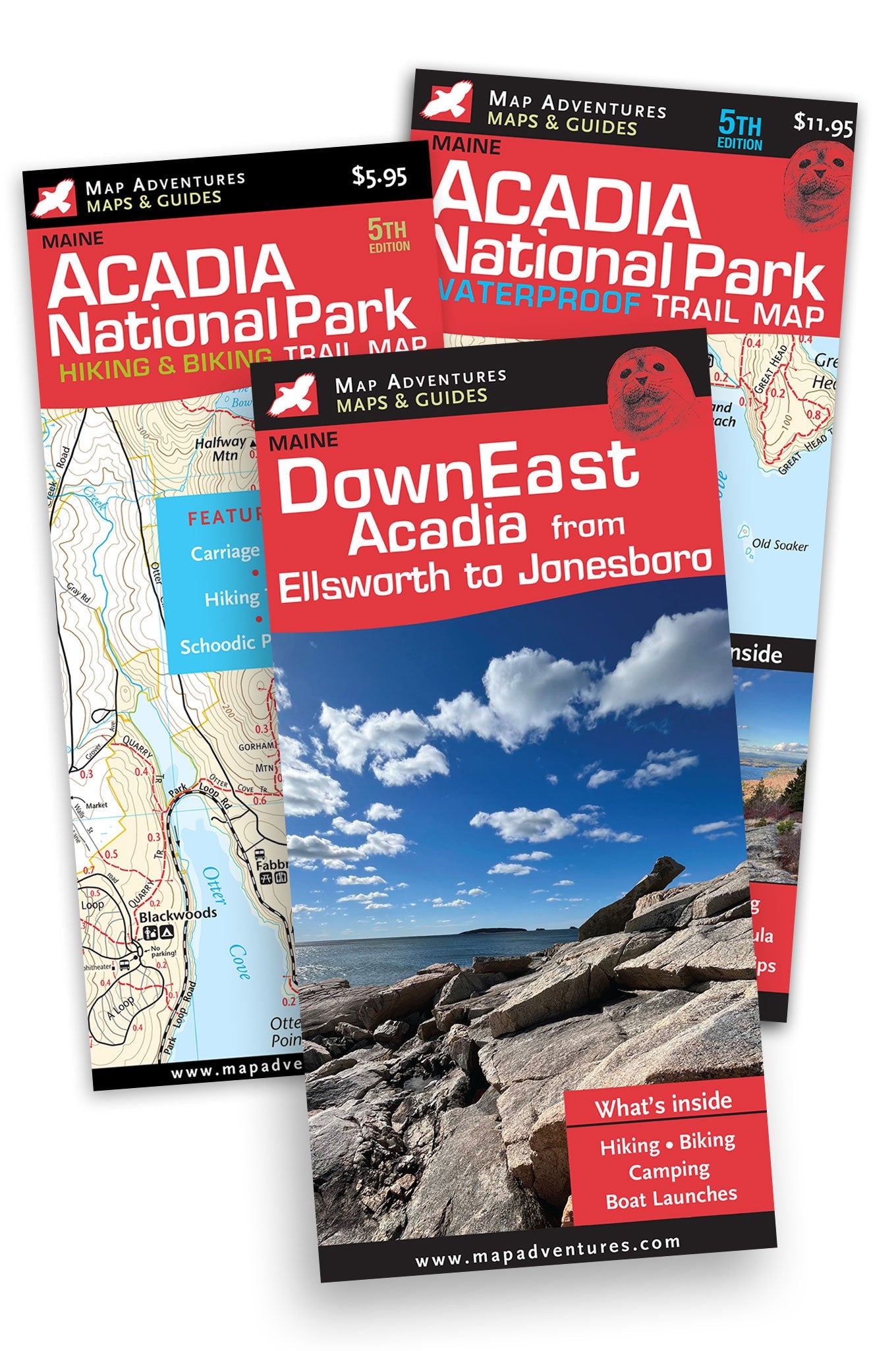 Acadia Maine Bundle Hiking Trail Map