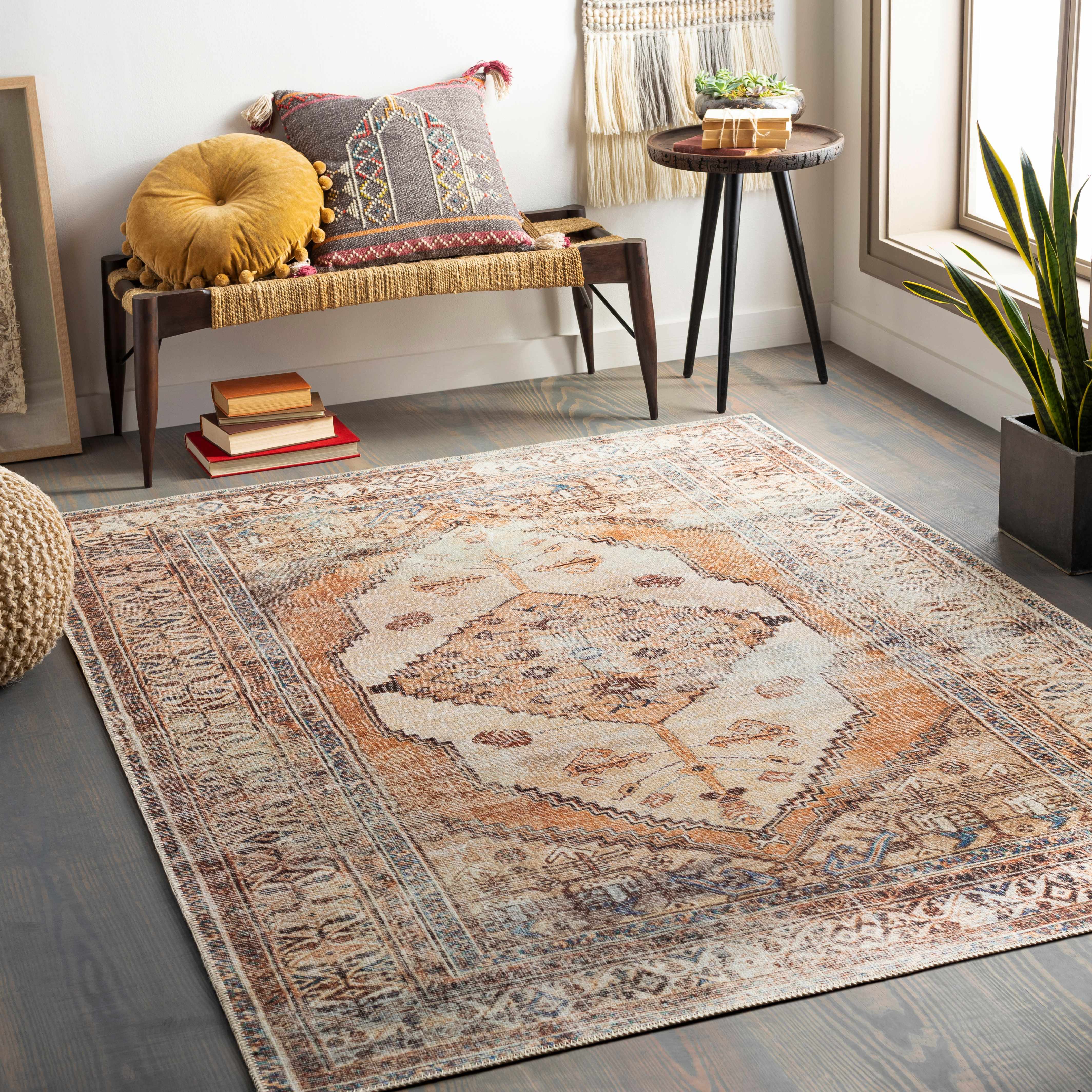Alfombra lavable de pelo plano vintage Arncliffe