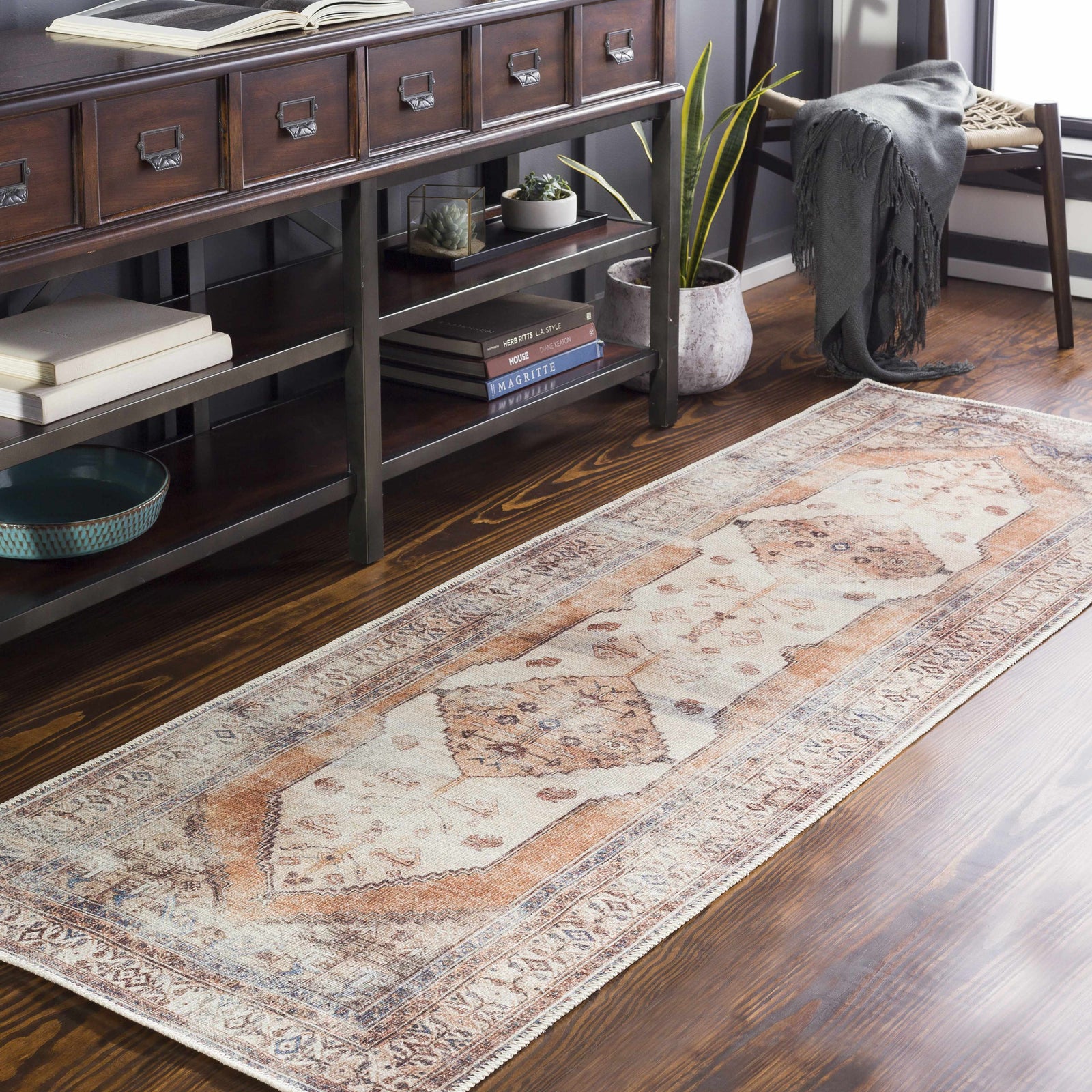 Alfombra lavable de pelo plano vintage Arncliffe