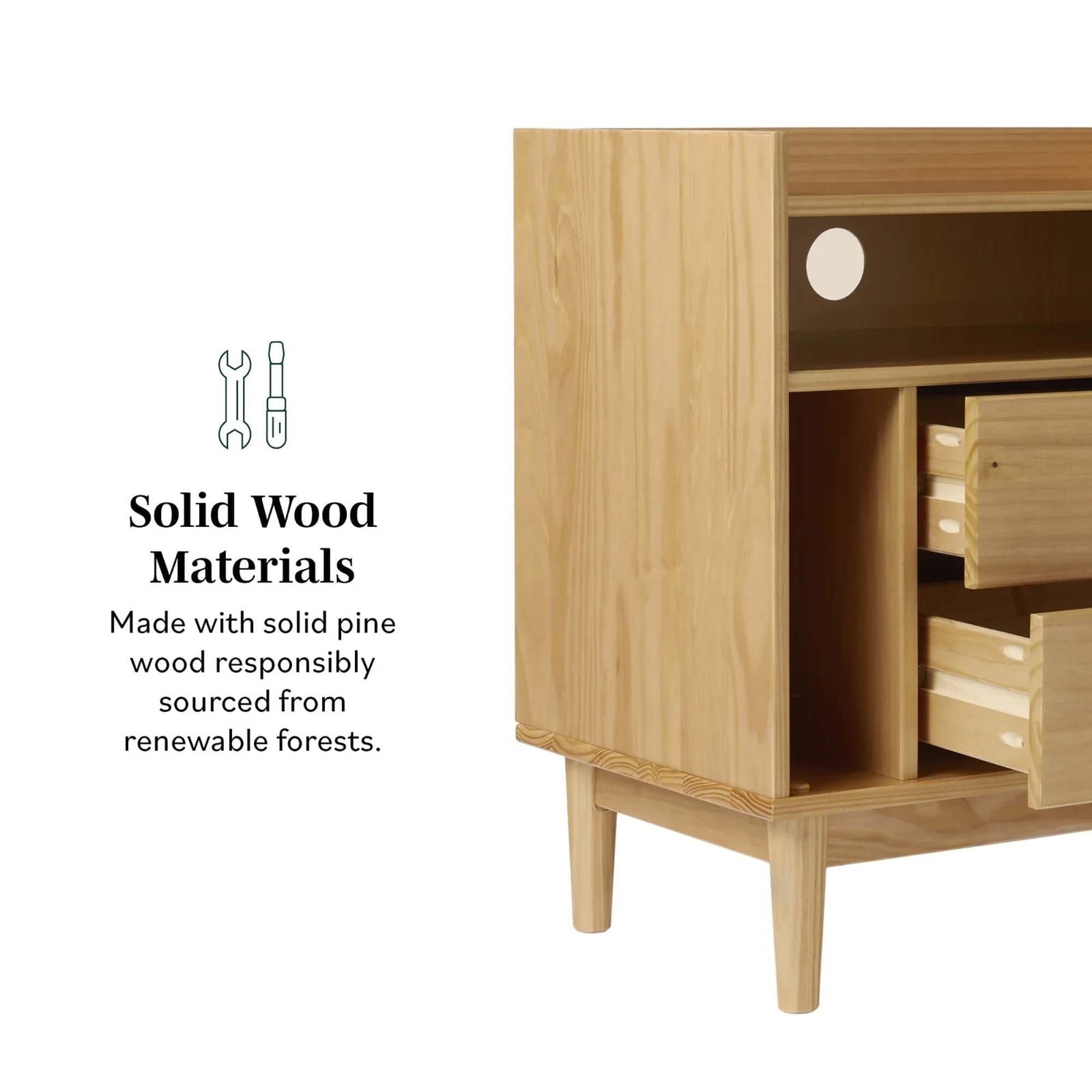 Mesita de noche moderna de madera de mediados de siglo de Lee