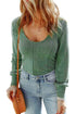 Fitted Ribbed Knit Sweater in Green
