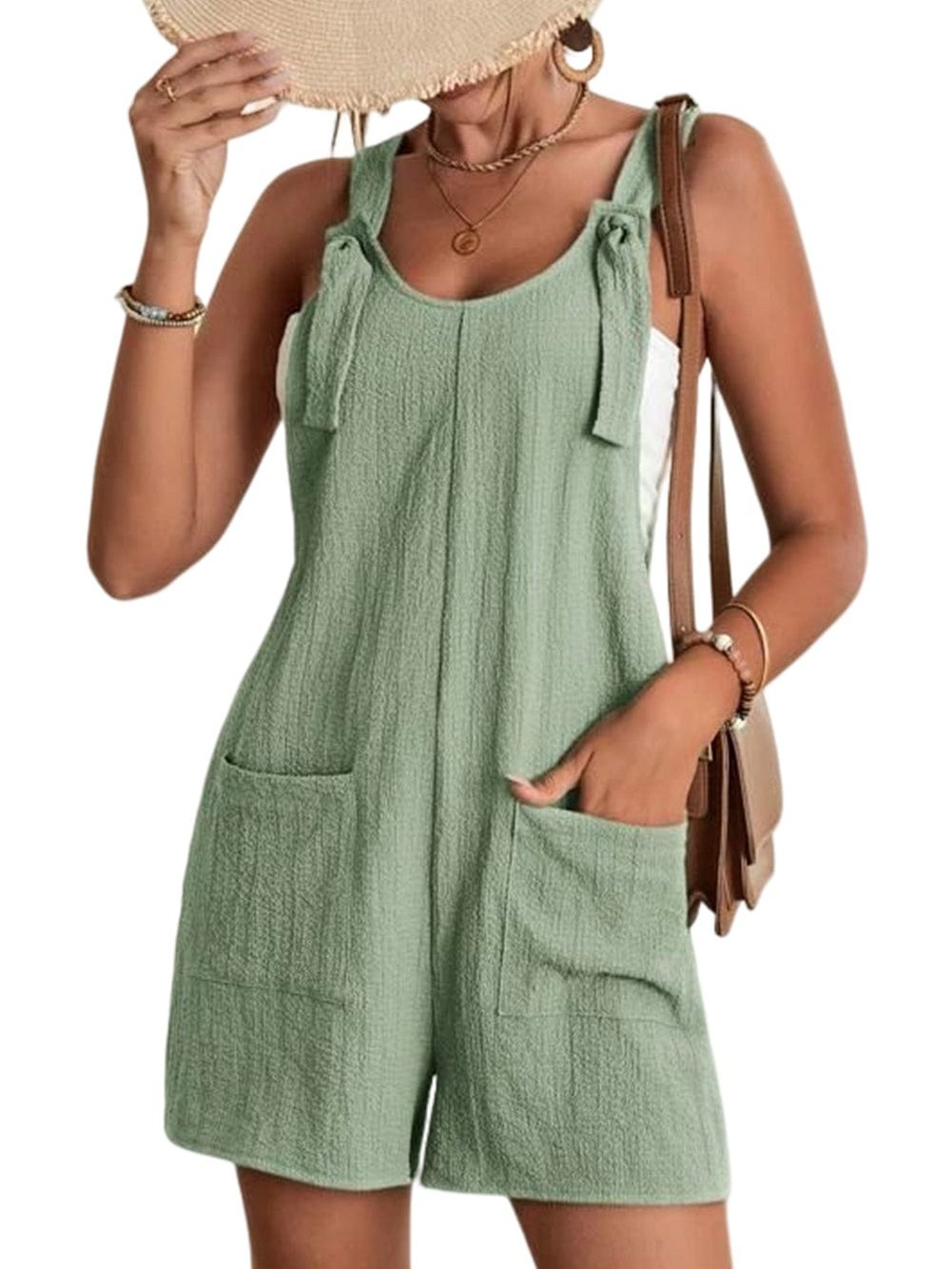 Green Adjustable Strap Romper