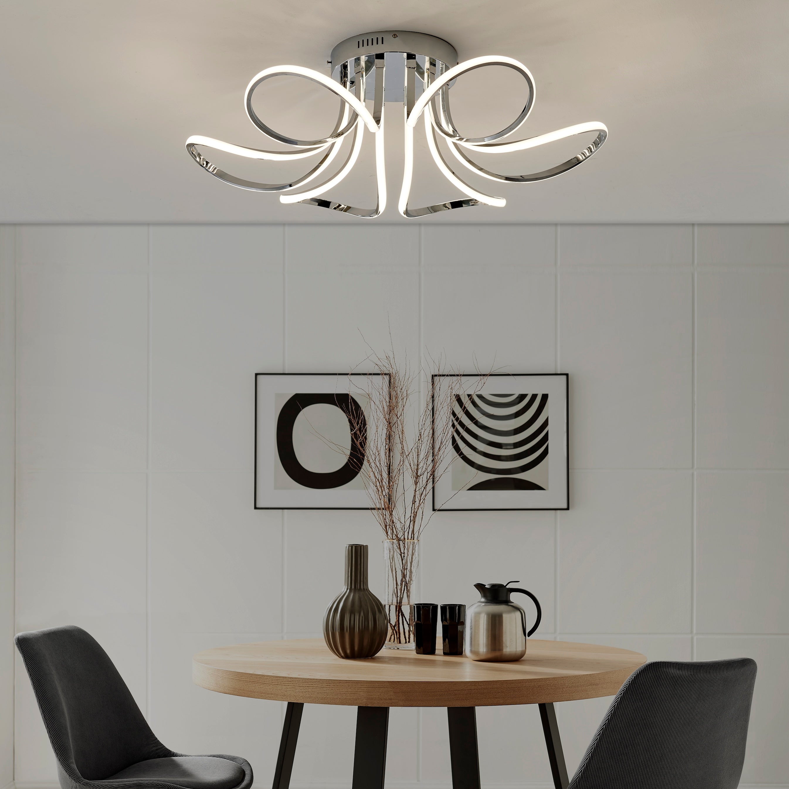 Lámpara LED empotrada regulable con forma de flor de 6 pétalos // Cromada