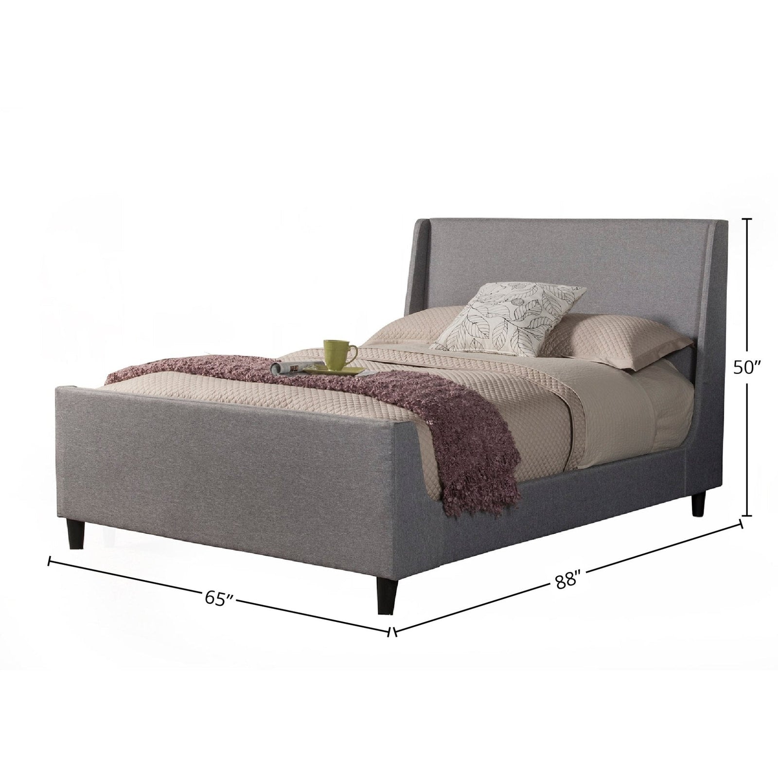 Cama Amber, lino gris