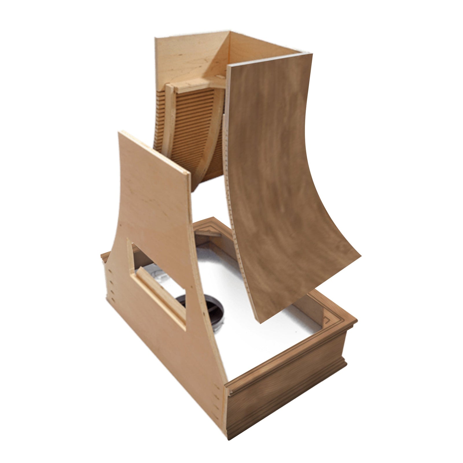 American Walnut Wood Range Hood With Angled Front and Walnut Band - 30