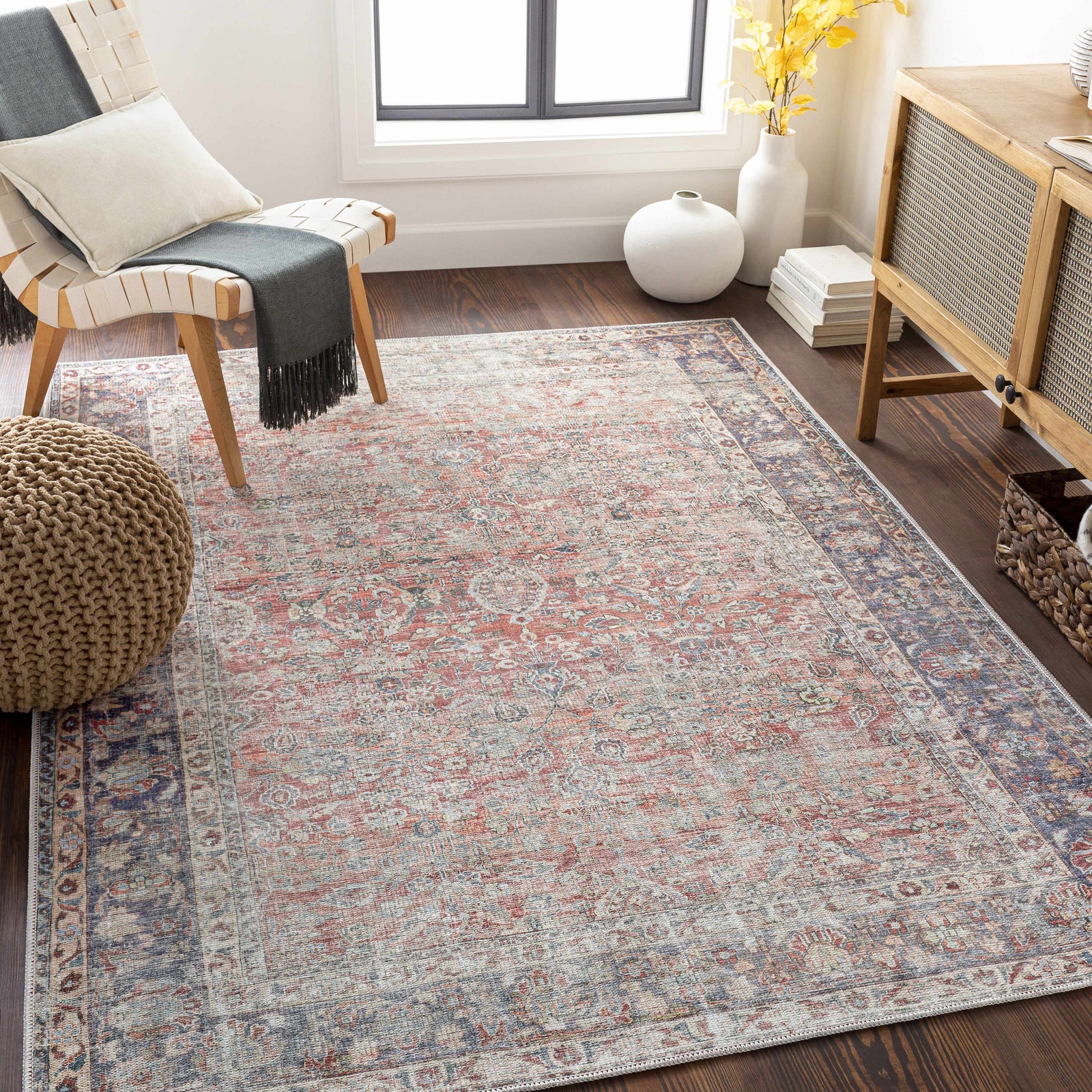 Alfombra lavable desgastada Anahawan color óxido - Liquidación