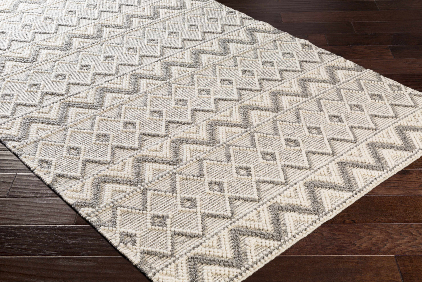Alfombra de lana gris y crema Whittington - Ofertas especiales