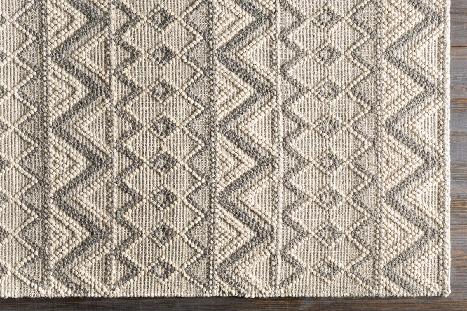 Alfombra de lana gris y crema Whittington - Ofertas especiales