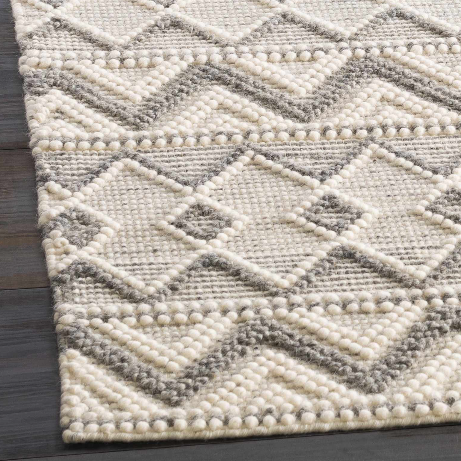 Alfombra de lana gris y crema Whittington - Ofertas especiales