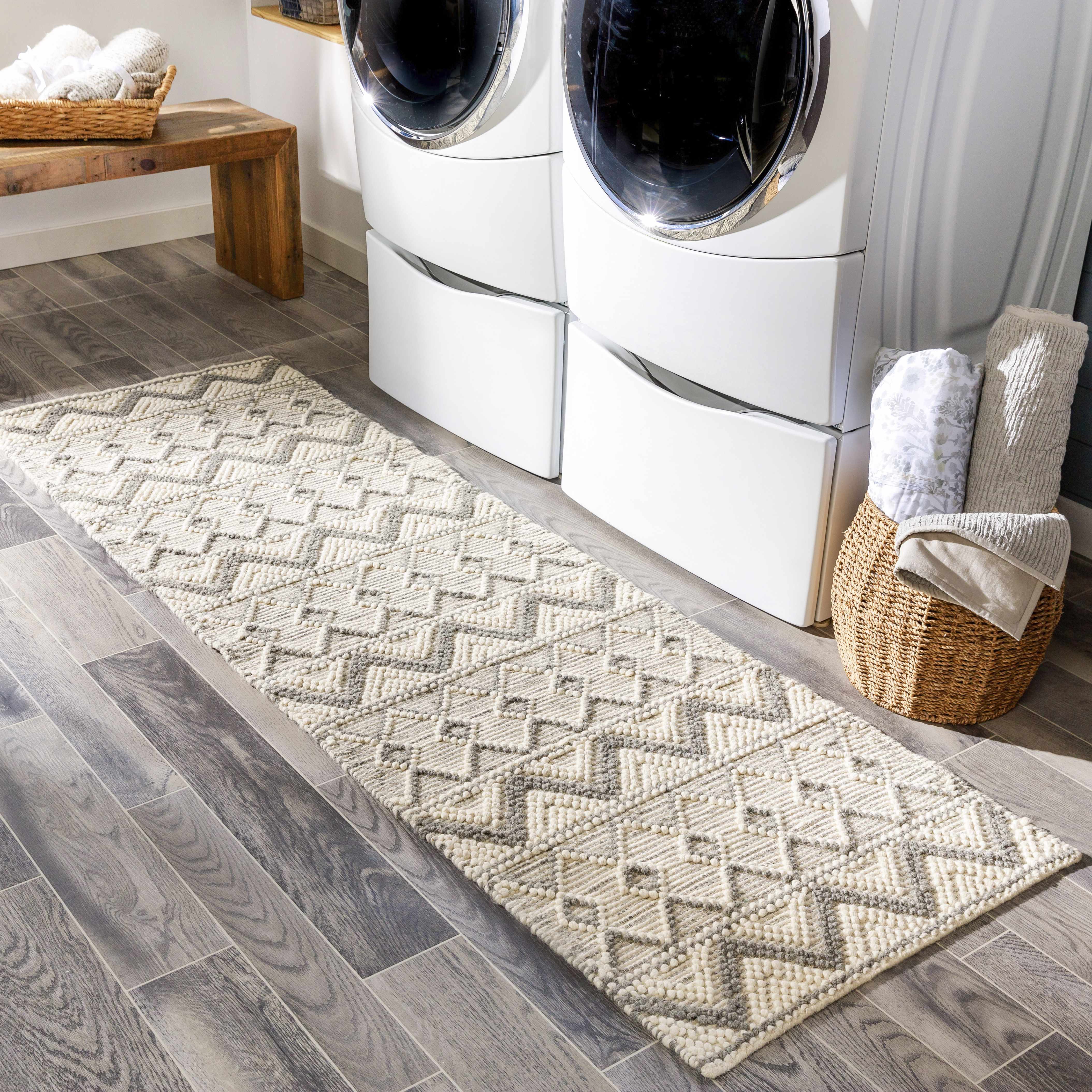 Alfombra de lana gris y crema Whittington - Ofertas especiales