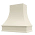 Campana extractora de madera blanca antigua con frente curvo y borde decorativo: anchos disponibles de 30", 36", 42", 48", 54" y 60"