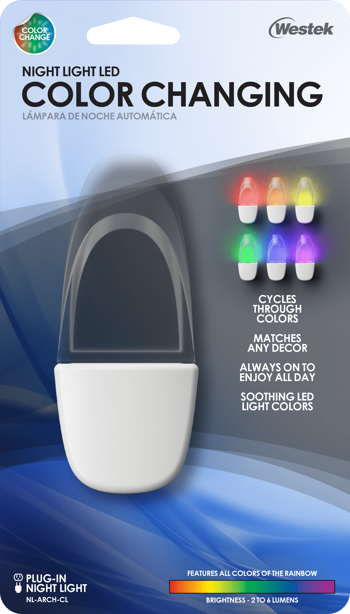 Luz nocturna LED Arch que cambia de color siempre encendida
