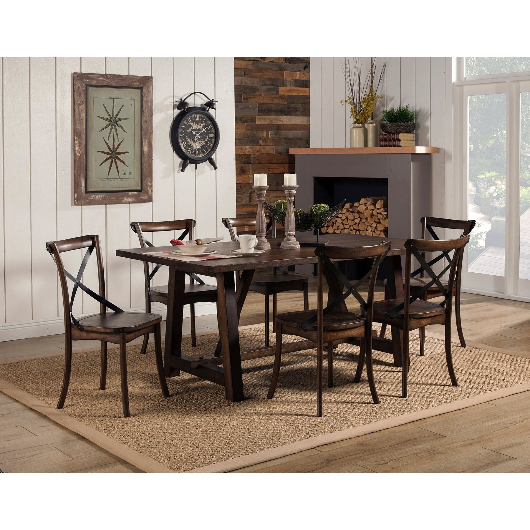 Mesa de comedor con caballete Arendal, roble oscuro bruñido