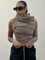 Draped Neckline Sleeveless Top