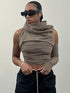 Draped Neckline Sleeveless Top