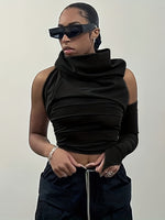 Draped Neckline Sleeveless Top