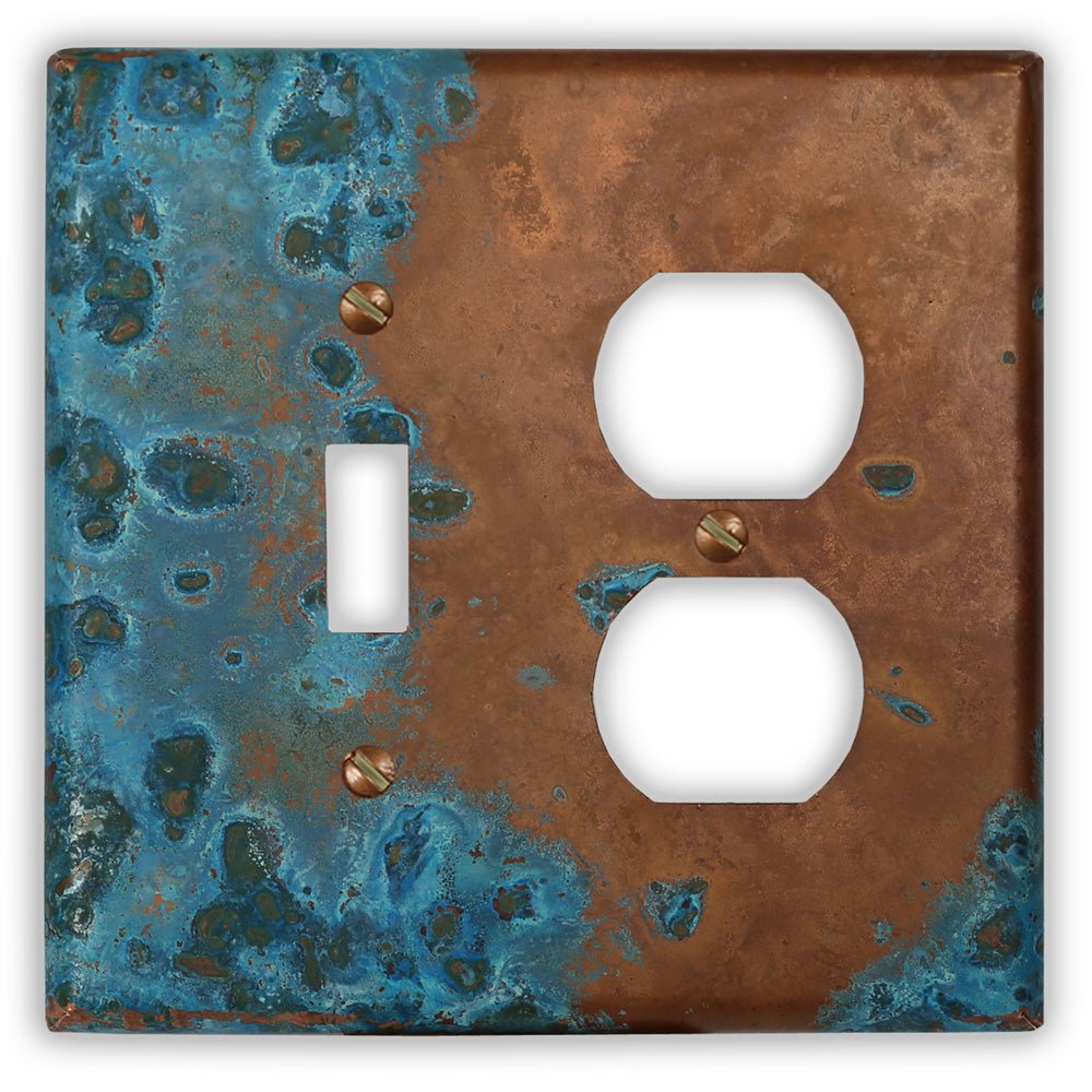 Azul Copper - 1 placa de pared con interruptor / 1 placa de pared dúplex
