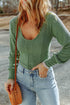Women's Long Sleeve Ribbed U-Neck Sweater