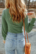 Fitted Ribbed Knit Sweater in Green