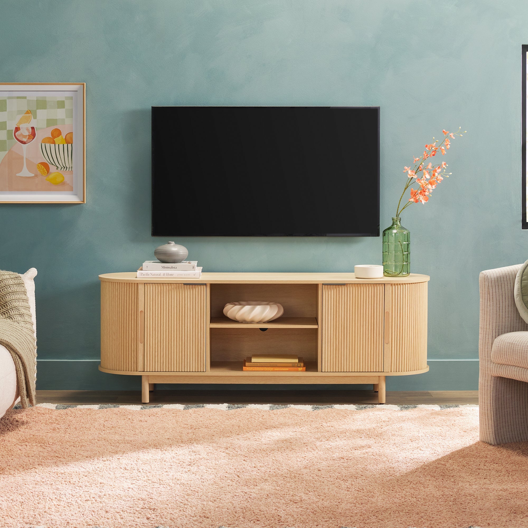 Mueble de TV moderno con estructura de caña Chloe