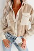 Long-Sleeve Corduroy Button-Down Shirt with Houndstooth