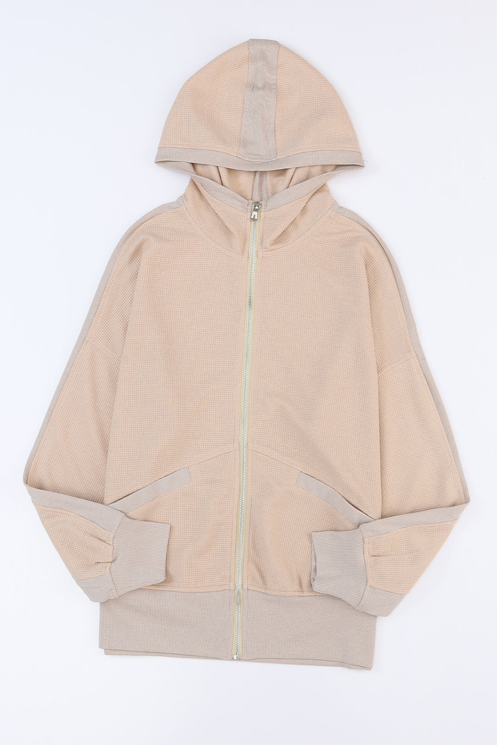 Colorblock Hooded Coat Plus Size