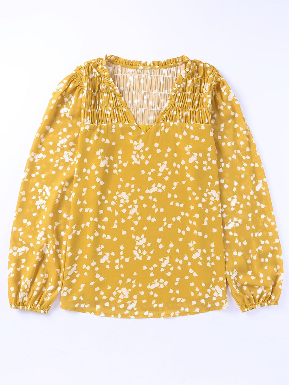Yellow and White Floral Blouse