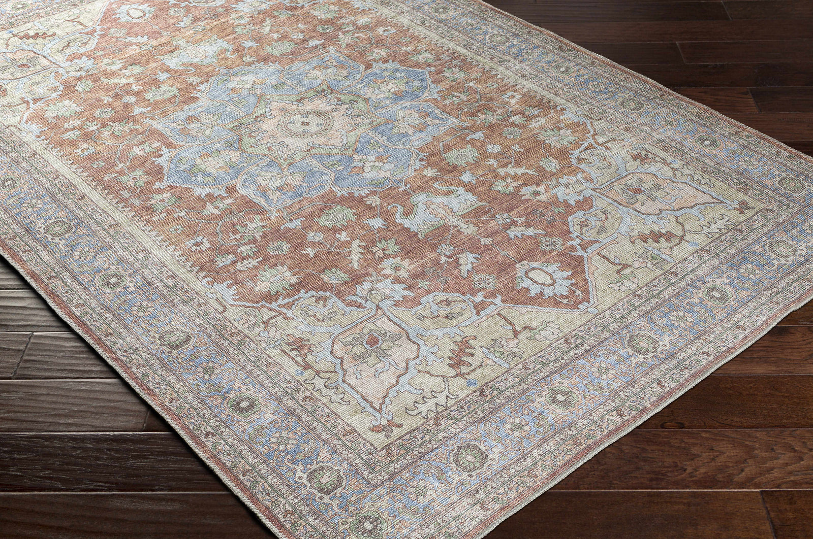 Alfombra lavable con medallón Bagamanoc marrón - Liquidación