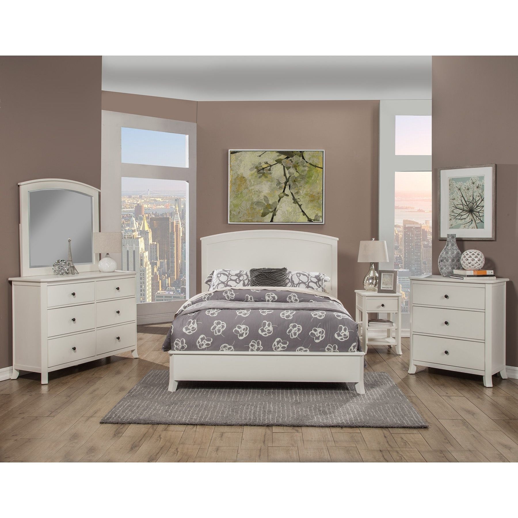 Cama con paneles Baker, color blanco